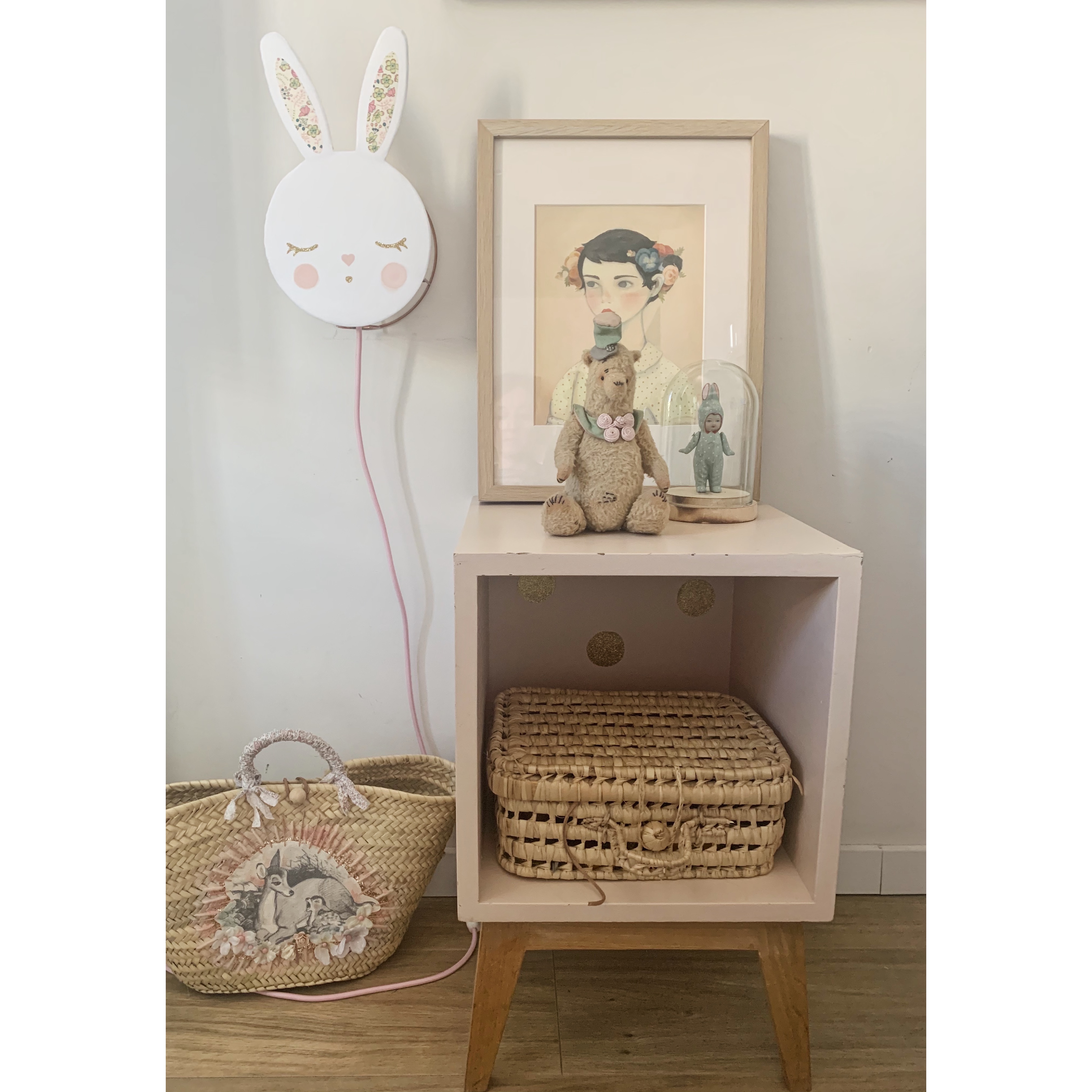 Lampe Lapin Rose Luminaire Personnalise Adc Abat Jour