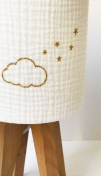 magasin luminaire lyon lampe quadripode chambre enfant gaze de coton nuage doré pailleté personnalisation