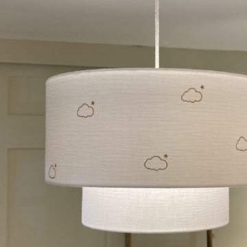 magasin luminaire lyon suspension abat jour double gaze coton nuage decoration chambre enfant