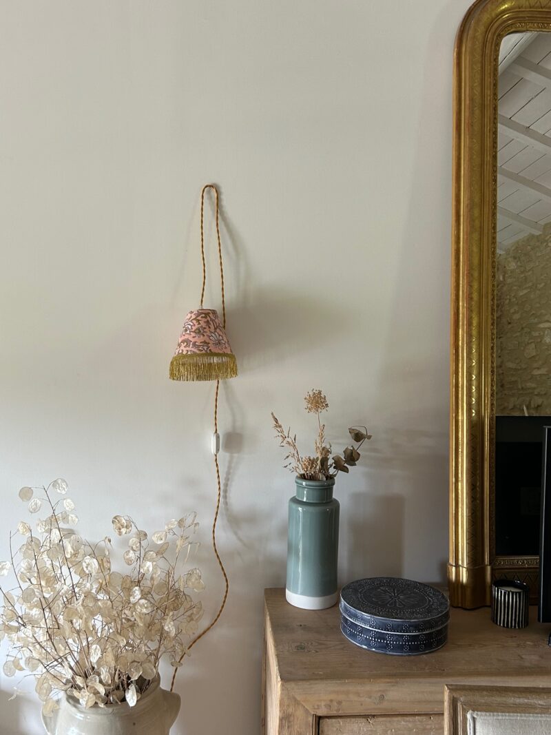 magasin luminaire lyon abat jour suspension l lampe baladeuse chevet conique sur mesure tissu indien rose deco interieur maison campagne chambre